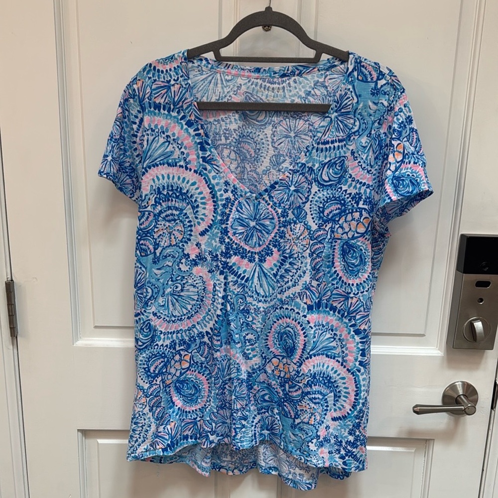 Lilly Pulitzer EUC Etta XL Blue Grotto Commotion in the Ocean